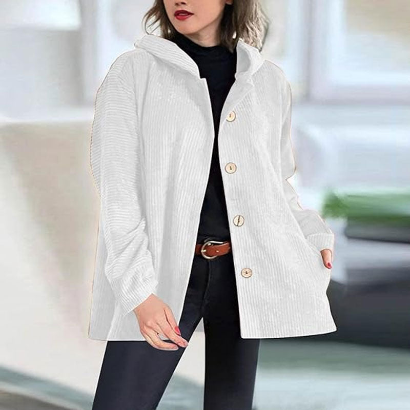 Lavoisier™ | – Veste décontractée en velours côtelé avec capuche pour l’automne