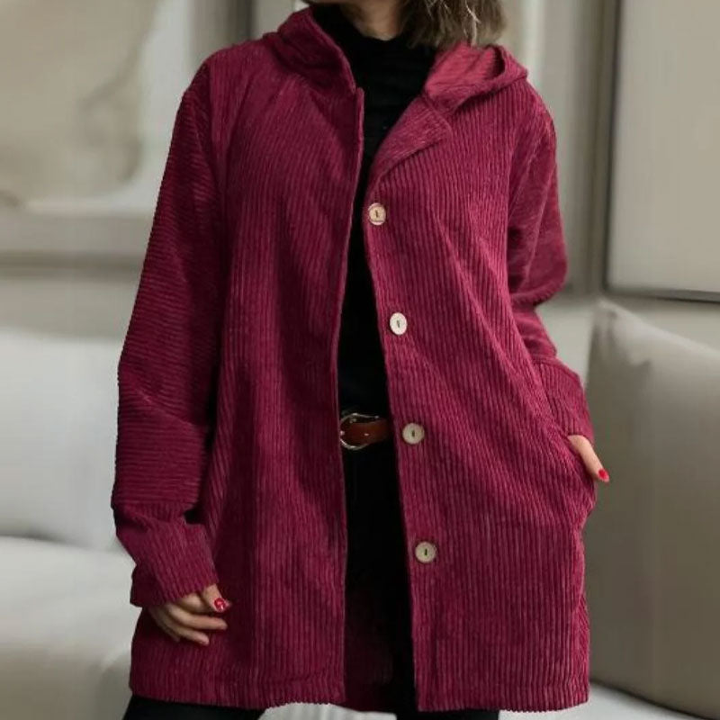 Lavoisier™ | – Veste décontractée en velours côtelé avec capuche pour l’automne