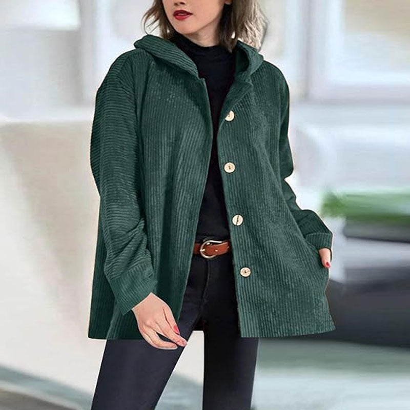 Lavoisier™ | – Veste décontractée en velours côtelé avec capuche pour l’automne