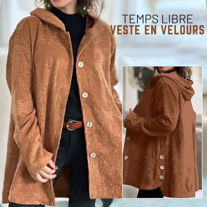 Lavoisier™ | – Veste décontractée en velours côtelé avec capuche pour l’automne