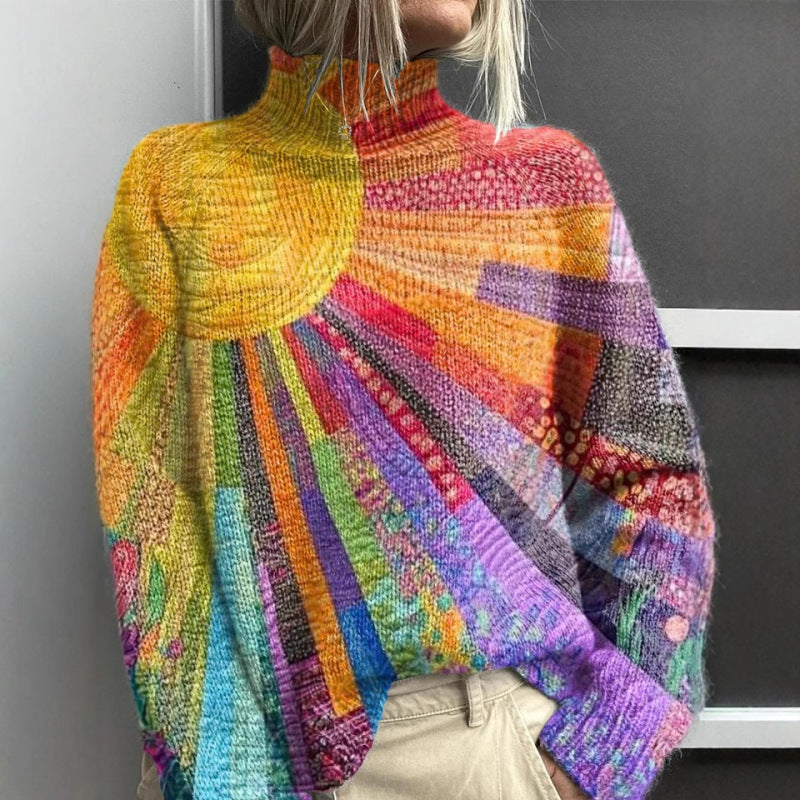 Lavoisier™ | Ada - Pull Col Roulé Coloré et Joyeux