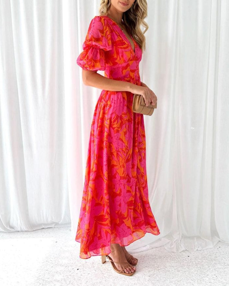 Lavoisier™ | Derana - Robe Maxi Rouge Rose