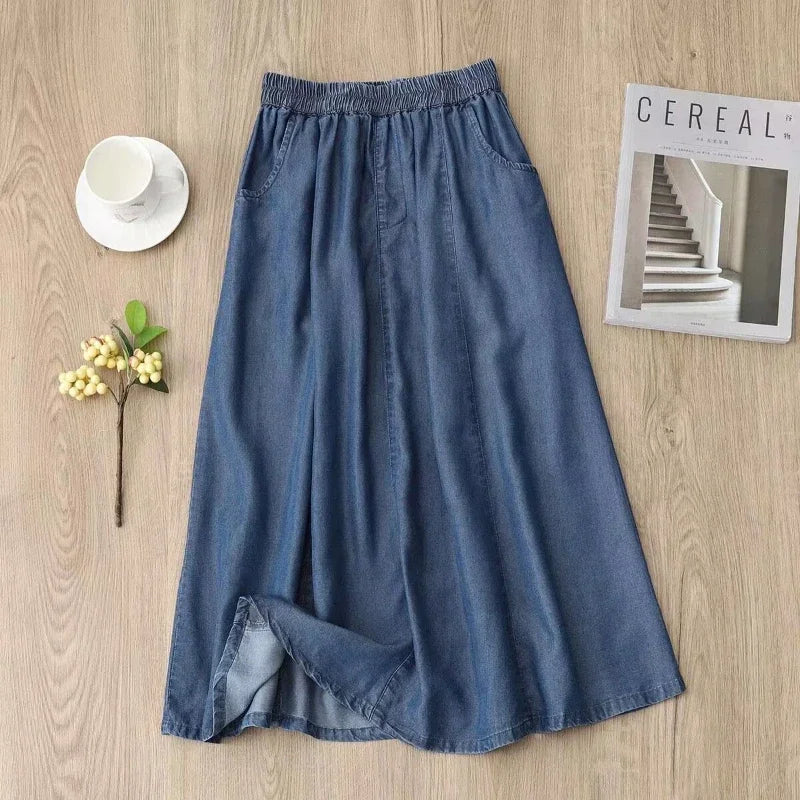 Lavoisier™ | Liora Bay - Jupe Midi en Denim Léger
